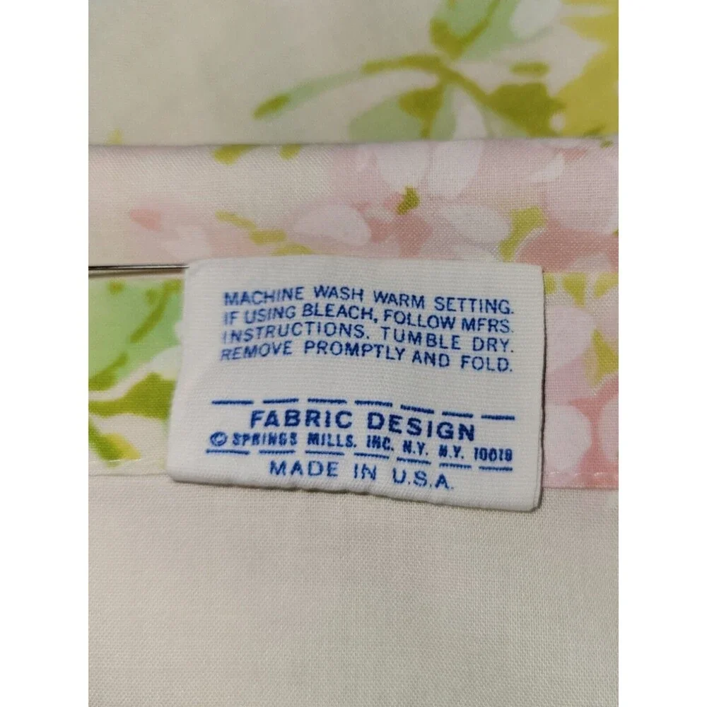 Vtg 70s Springmaid Wondercale Floral Daisy Twin Flat Sheet Yellow Green Cottage